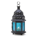 Large Blue Glass Moroccan Lantern